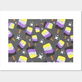 Seamless Reapeating Non-Binary Pride Flag Ice Pop Pattern Posters and Art